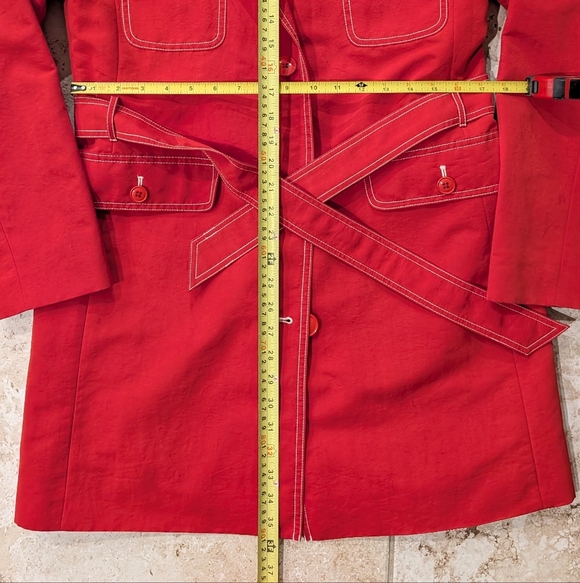 Vintage J. Crew Red Trench Coat - Picture 6 of 6